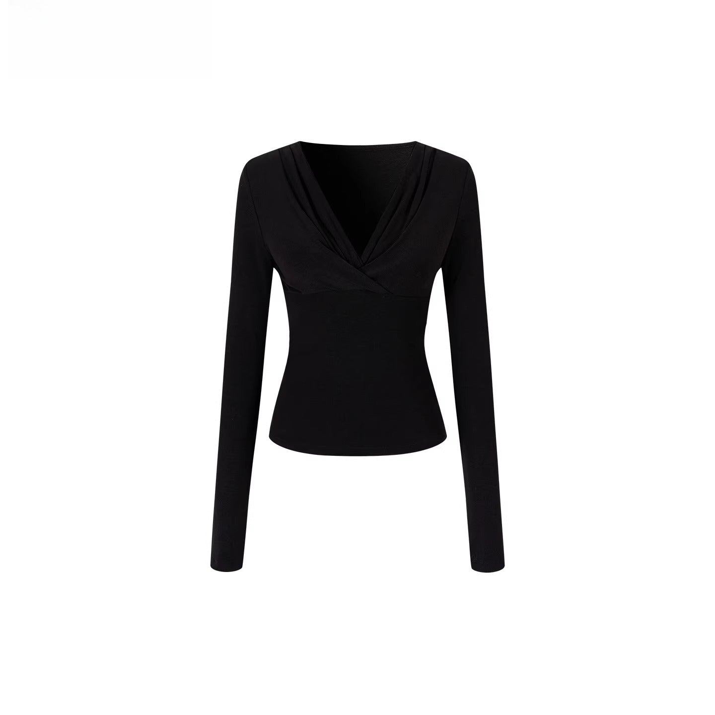 Ruched V-Neck Tencel Slim-Fit Sweater