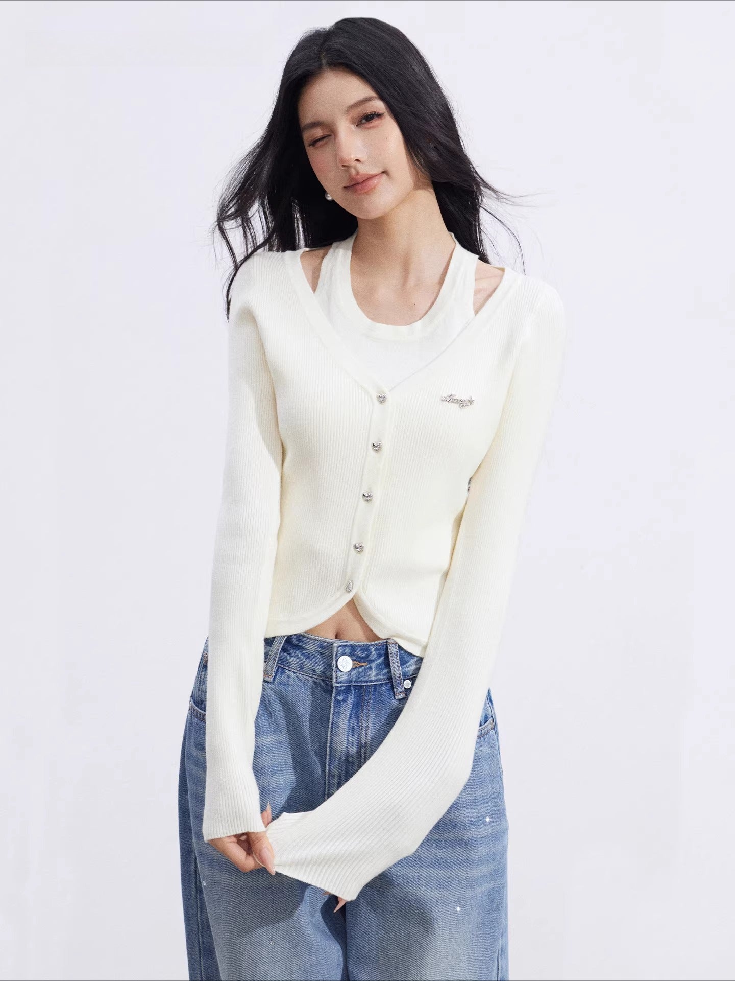 Cut-Out Layered Knit Base Layer
