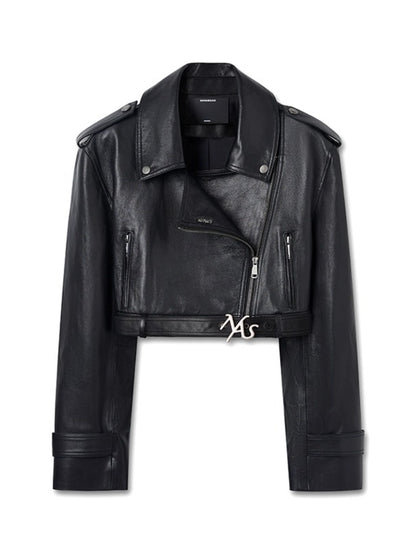 &quot;Djembe Series&quot; 100% Water-stained Lambskin Cropped Jacket - CHINASQUAD