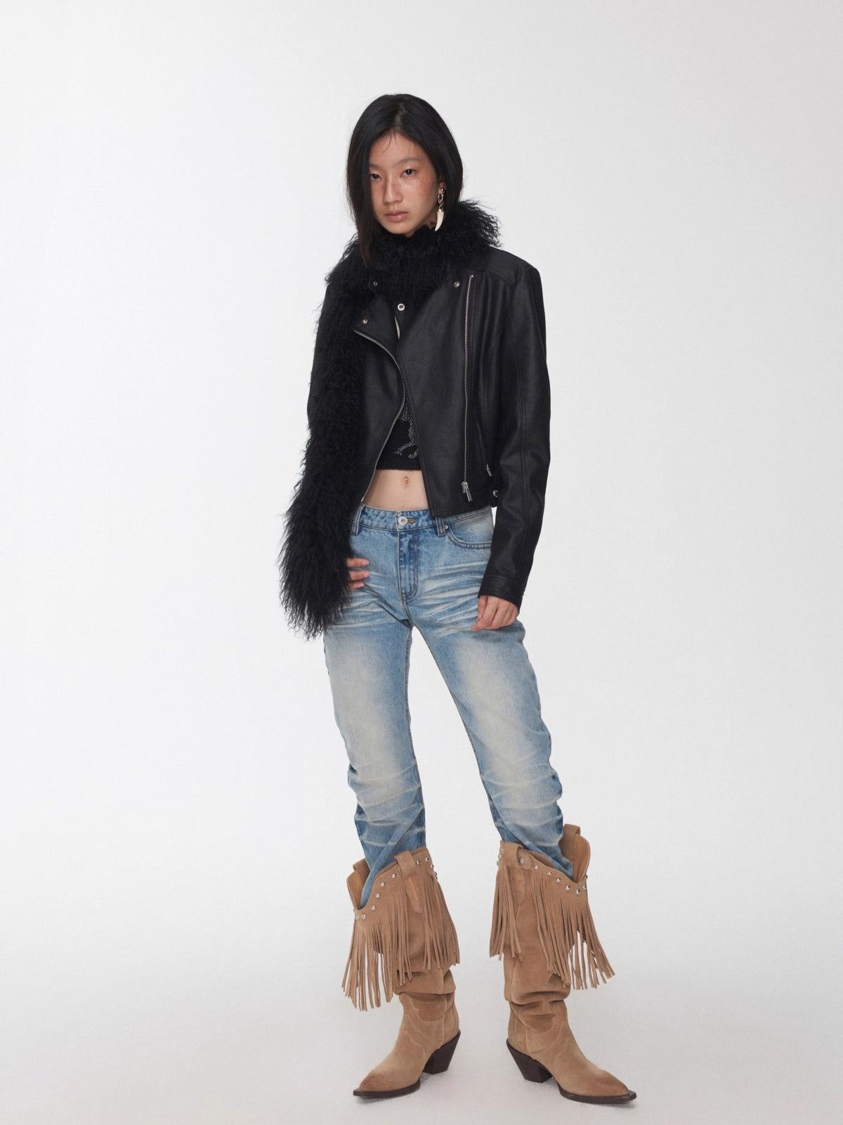 Vintage Cracked Leather Moto Jacket