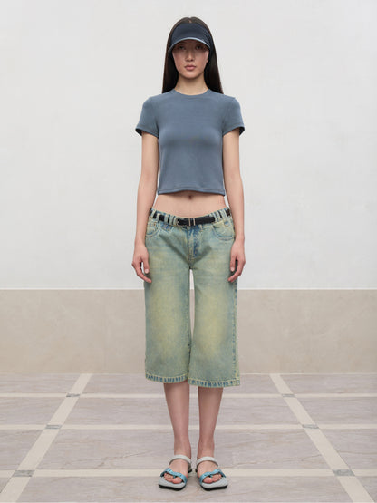 Regular-Shoulder Round Neck Short-Sleeve T-Shirt