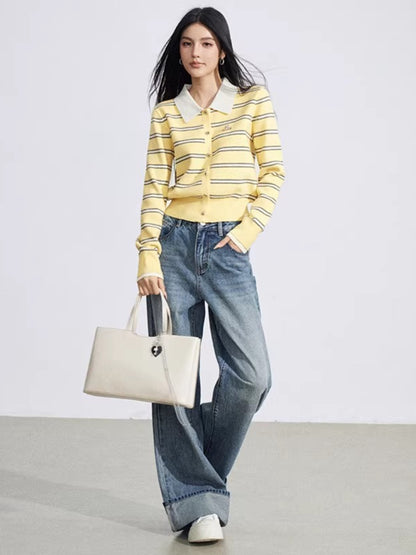 Vintage Wash Embroidered Wide-Leg Jeans
