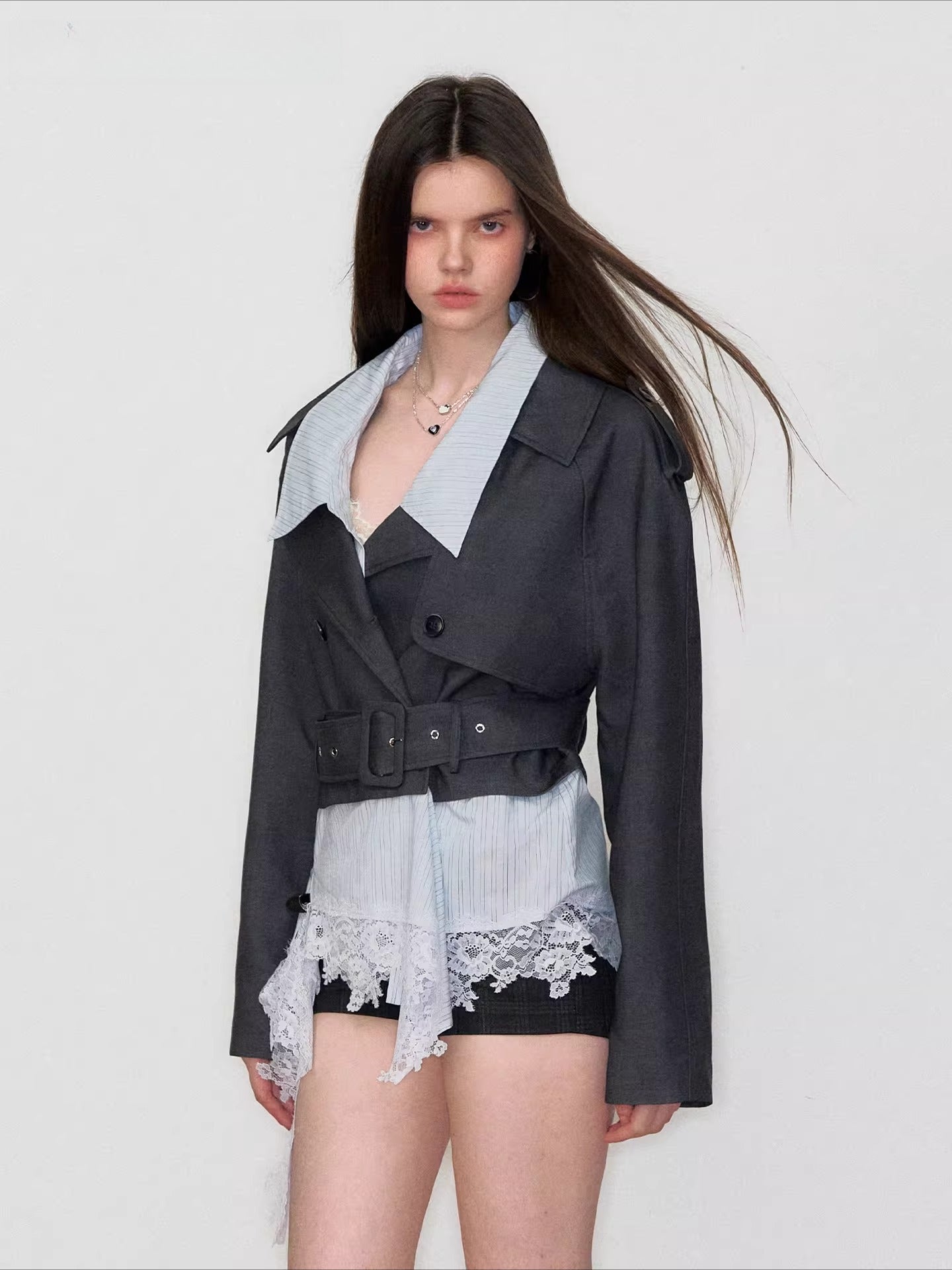 Detachable Faux Layered Blazer Jacket