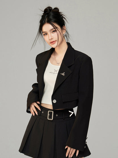 Removable Faux Two-piece Short Blazer