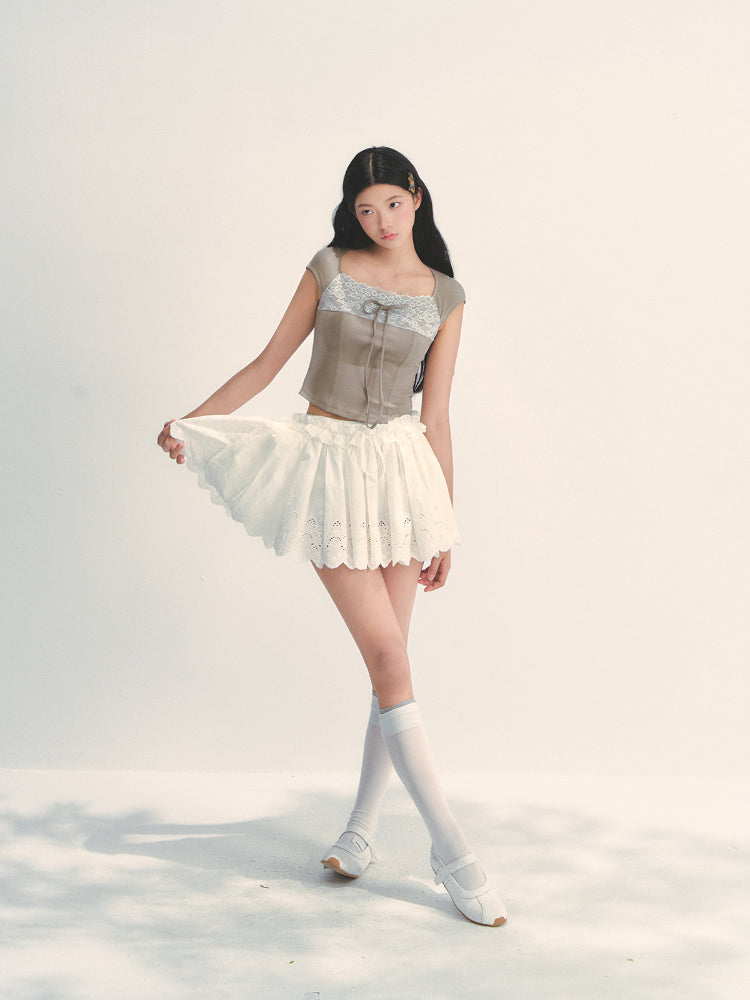 Lace Trim Short Sleeve T-shirt - CHINASQUAD