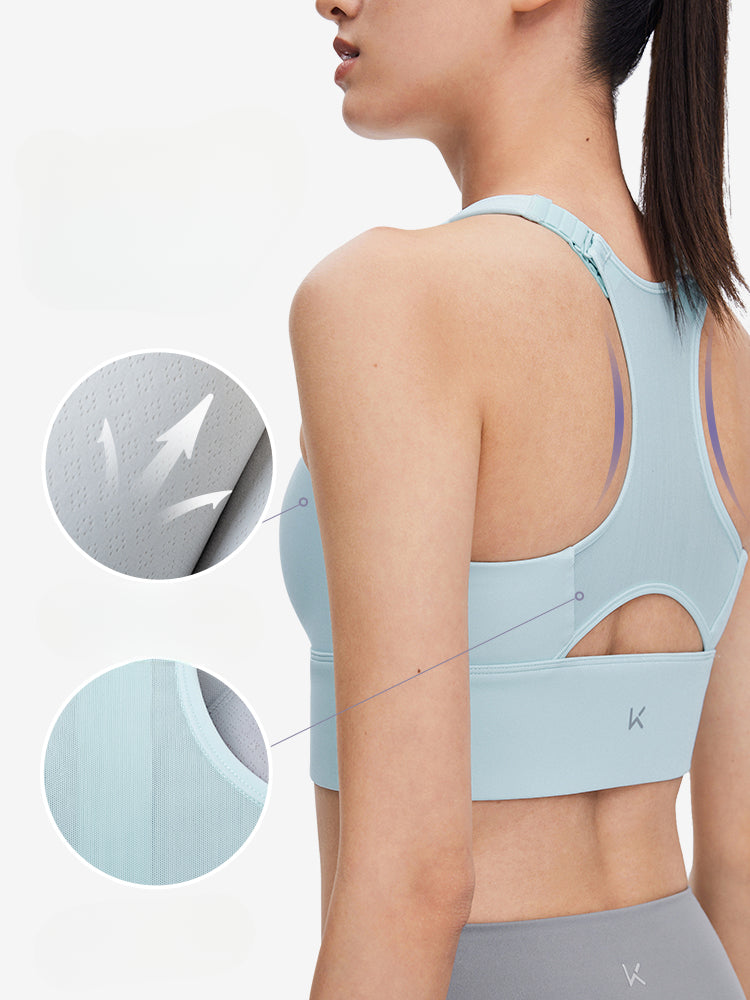 Front-zip Shockproof Sports Bra &amp; Side Support