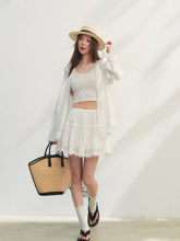 White Lace Panel Hooded Coat & Skirt Set - CHINASQUAD