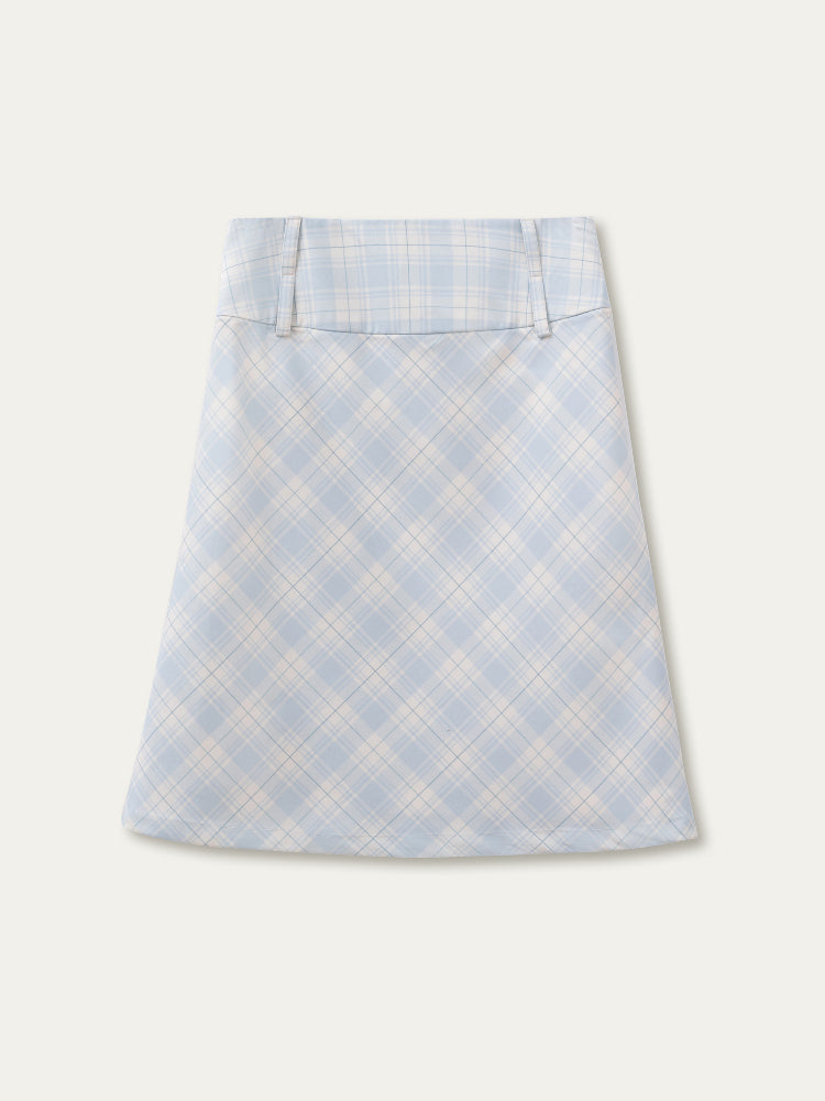 Pink &amp; Blue Plaid A-line Skirt 