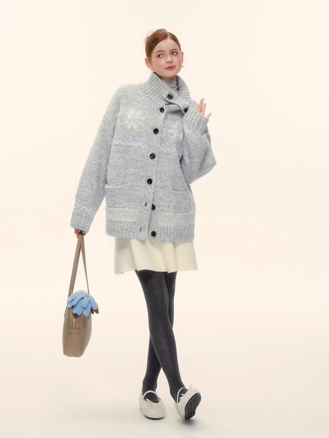 Snowflake Fair Isle Wool-Blend Knit Cardigan