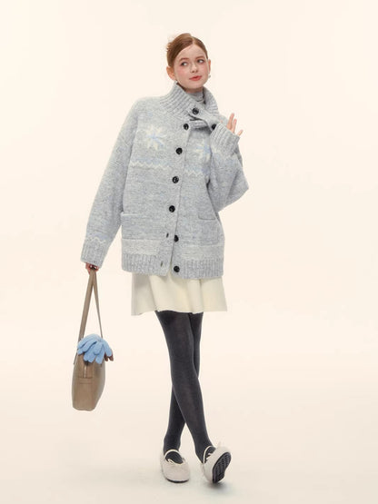 Snowflake Fair Isle Wool-Blend Knit Cardigan