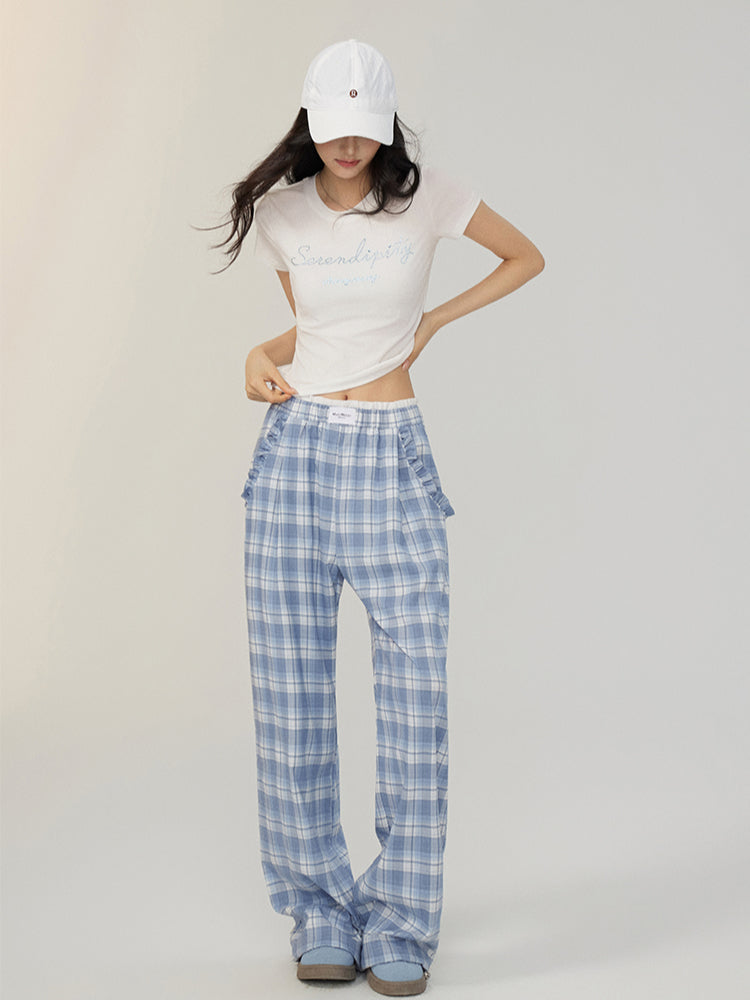 Fake Two-piece Lace Wide-leg Pants