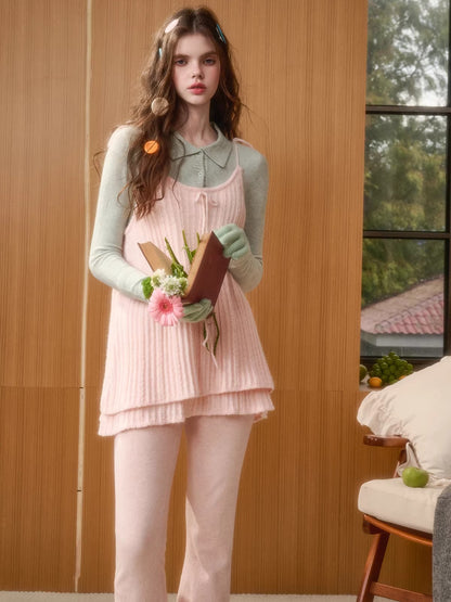 Wool-Blend Vintage Top &amp; Ruffle Pants Set