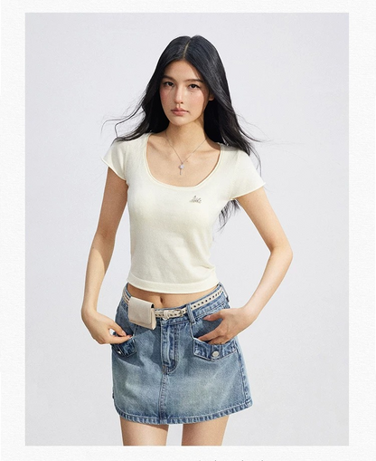 High-Waist Denim Skirt