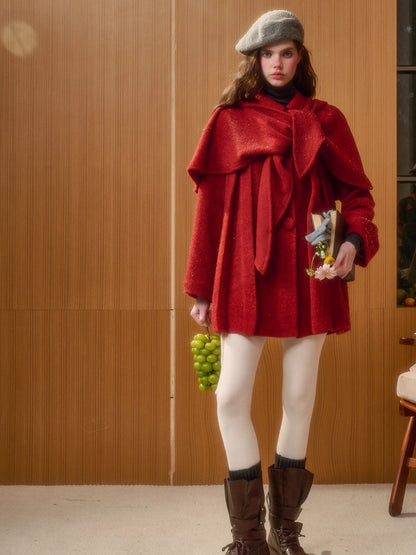 Little Red Hood Winter Knit Cape