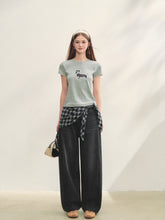 Checked Panel Tie-Waist Jeans - CHINASQUAD