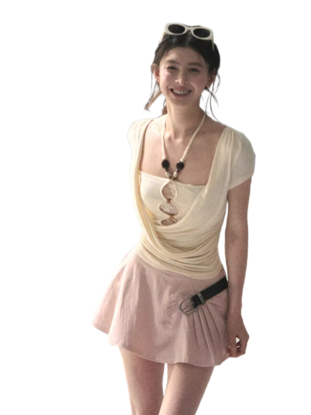 Soft Veil Halter Layered Top