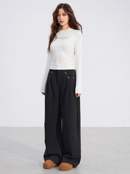 Wool-Blend Wide-Leg Trousers