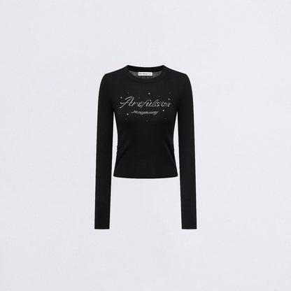 Embellished Soft Knit Long Sleeve T-Shirt