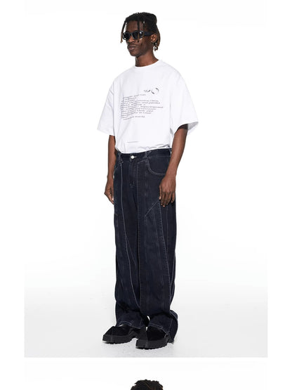3D Cut Washed Denim Relaxed Jeans