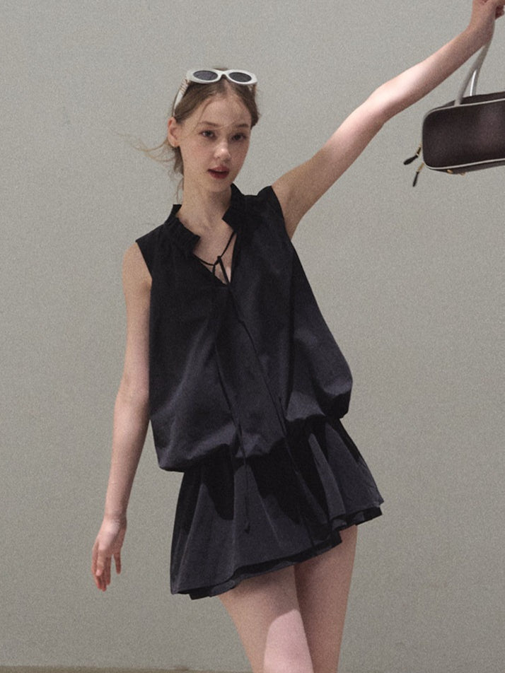 Lyocell Cotton Bubble Hem Dress