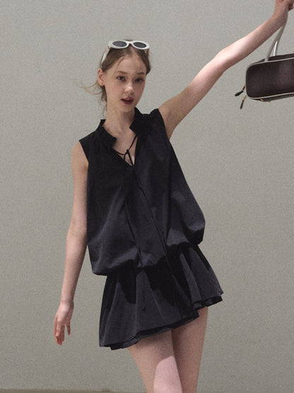 Lyocell Cotton Bubble Hem Dress