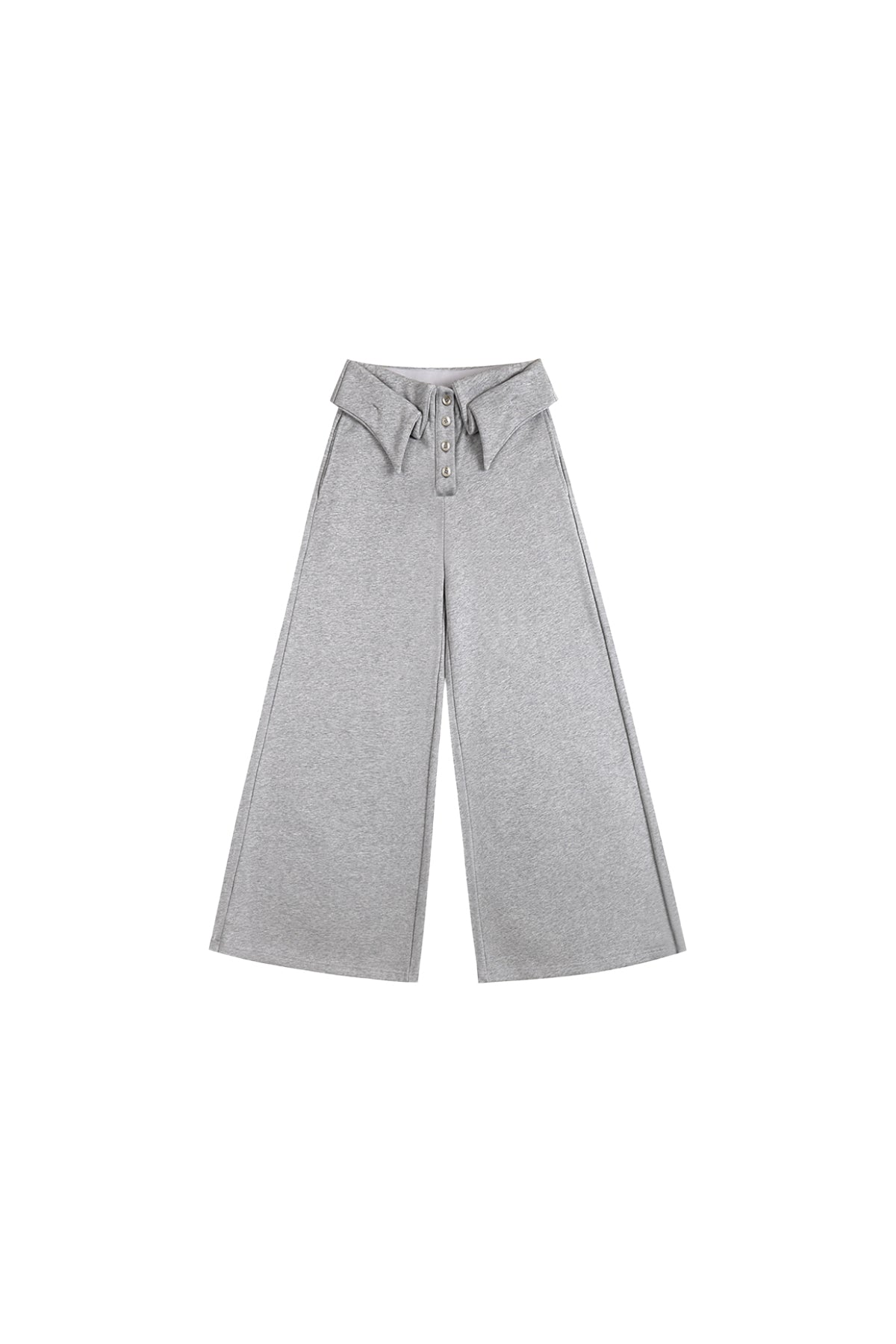 Double-Layer Collar Wide-Leg Pants In Gray