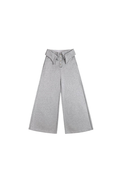 Double-Layer Collar Wide-Leg Pants In Gray