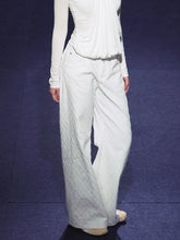 Double-Button Diamond Check Straight-Leg Pants - CHINASQUAD