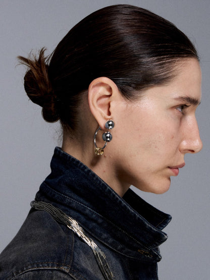 Reconstructed Dual-Tone Metallic Sphere Earrings