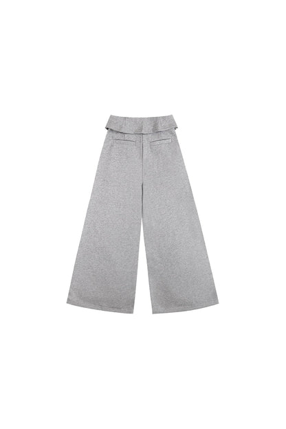 Double-Layer Collar Wide-Leg Pants In Gray