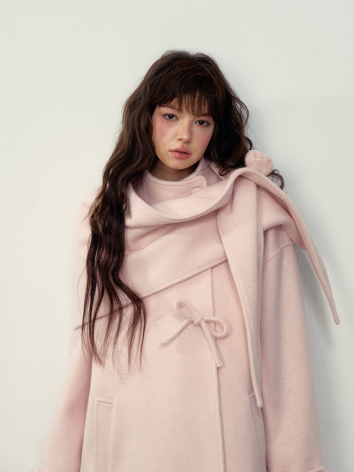  Hokkaido Pink Bow Collar Coat