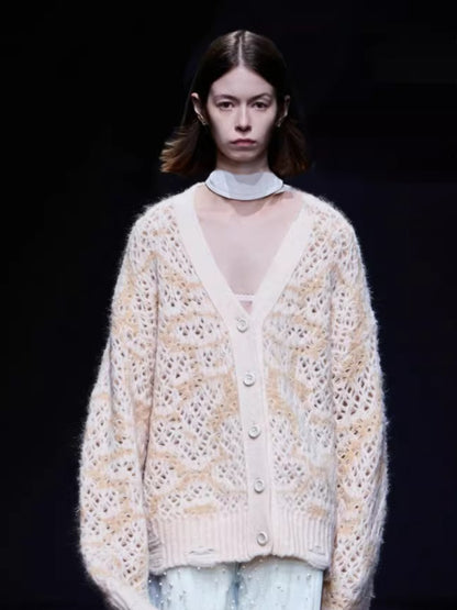 V-Neck Oversized Mohair-Blend Cardigan