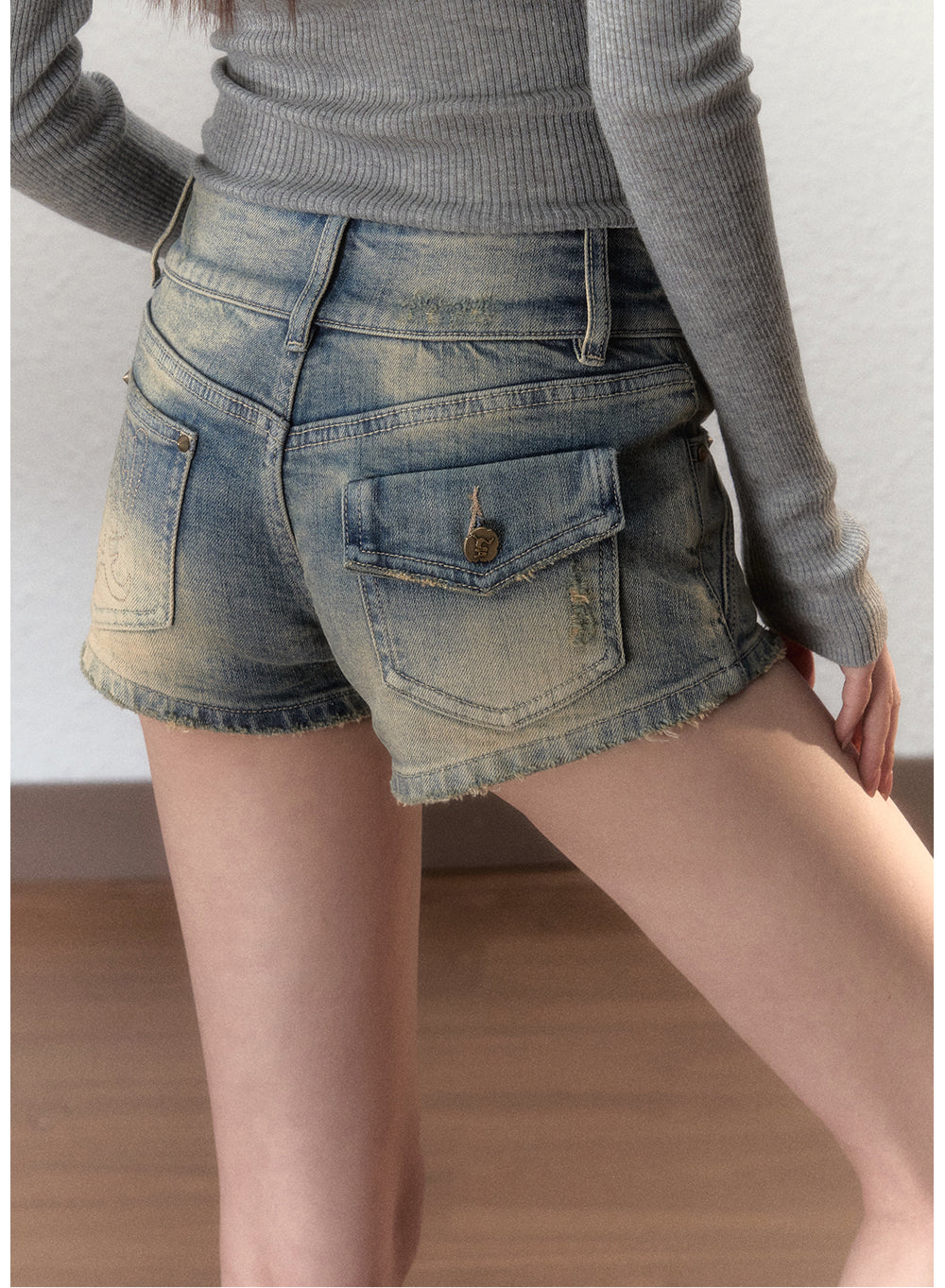 Washed Vintage Denim Shorts - CHINASQUAD