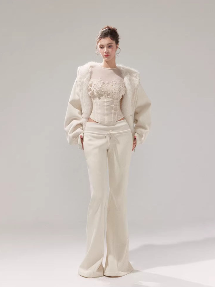 Hooded Fleece Jacket &amp; Plush Sweatpants Set