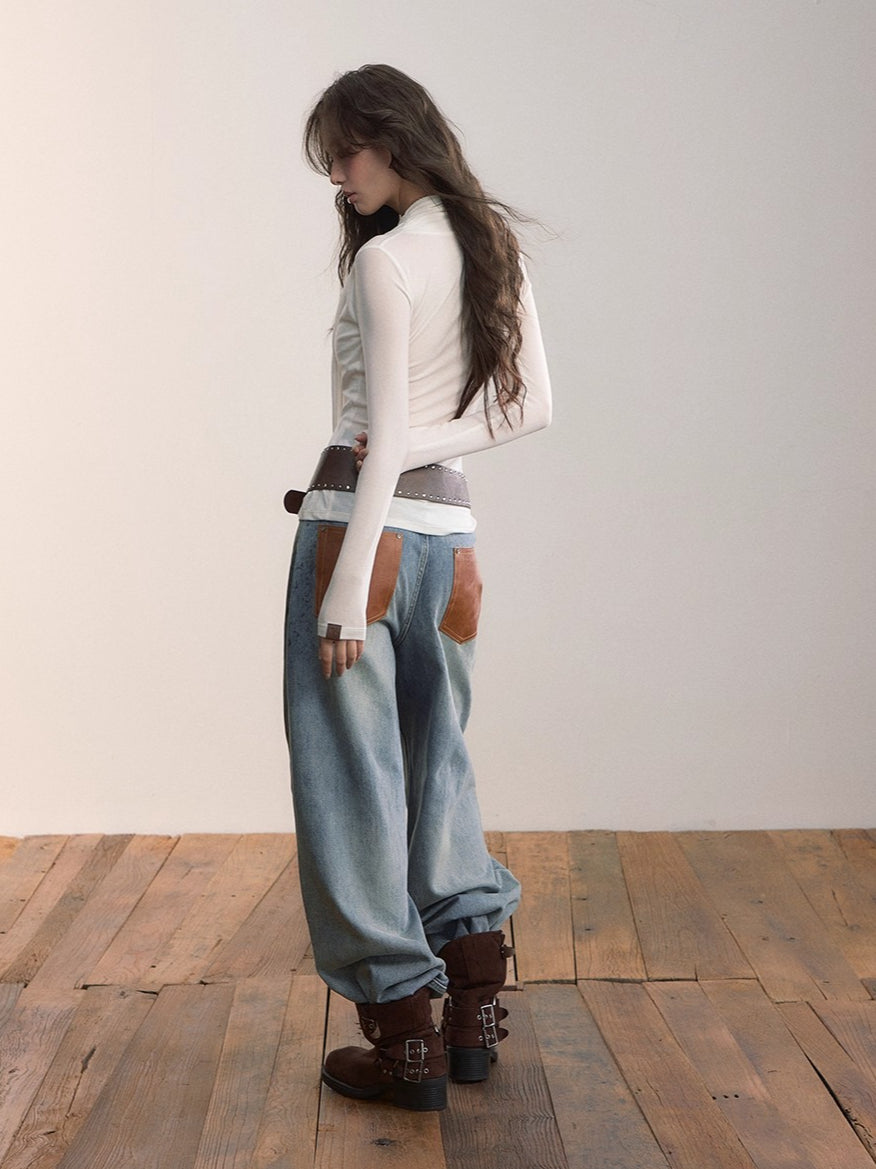 Draped Crossover Wool-Blend Asymmetric Blouse