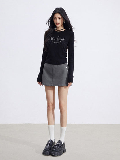 Embellished Soft Knit Long Sleeve T-Shirt