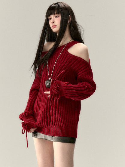 Two-Way Bowknot Irregular Sweater