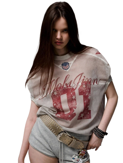 Contrast Logo Vintage Printed Rugby Jersey Shirt