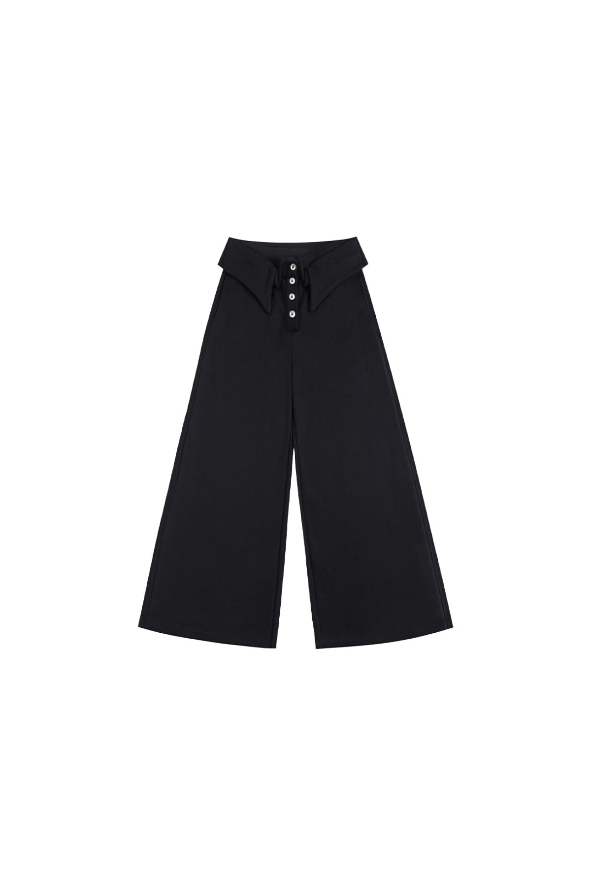 Double-Layer Collar Wide-Leg Pants In Black