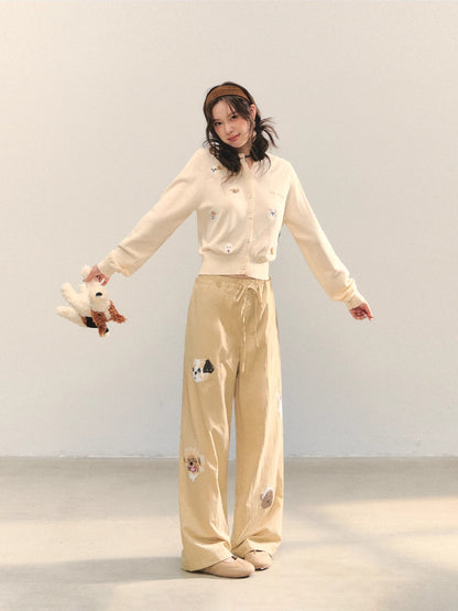 Fun Dog Print High-Waist Pants