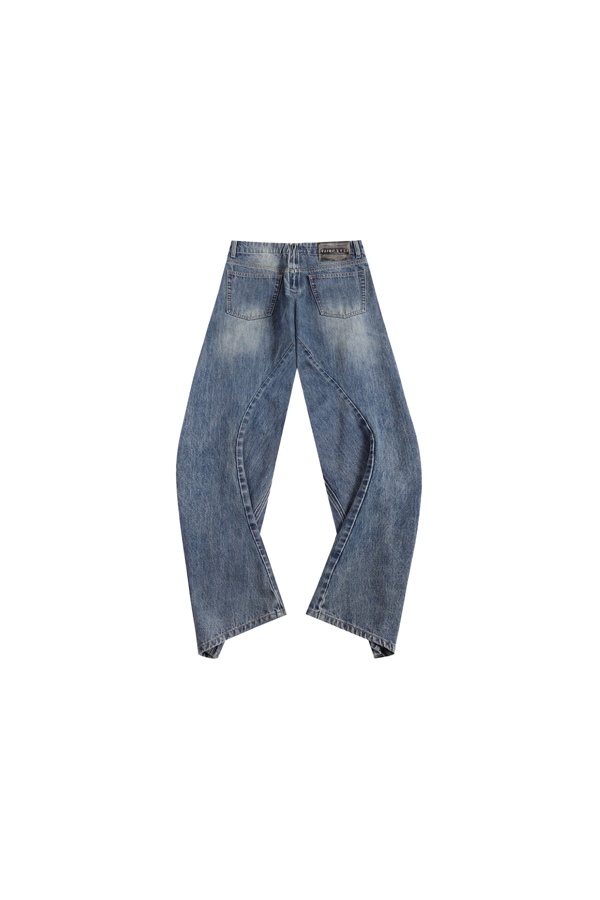 Washed Deconstructed Wide-Leg Jeans