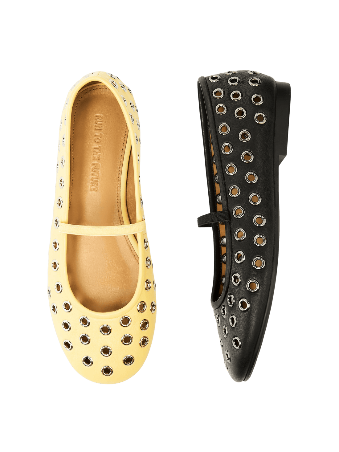 Studded Cutout Sheepskin Ballet Flats