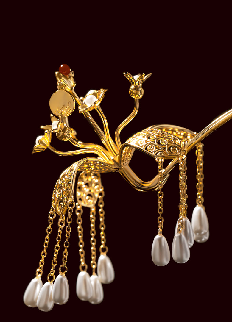 Ancient Style Golden Crow Tasse Hairpin - CHINASQUAD