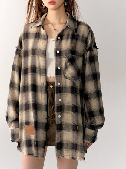 Black &amp; Blue Vintage Plaid Shirt - CHINASQUAD