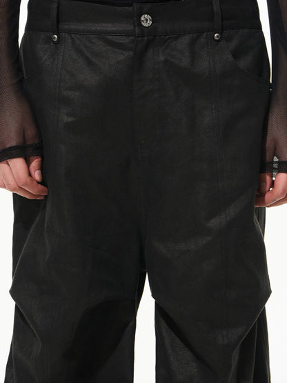 Black Crescent Pleat Cargo Pants