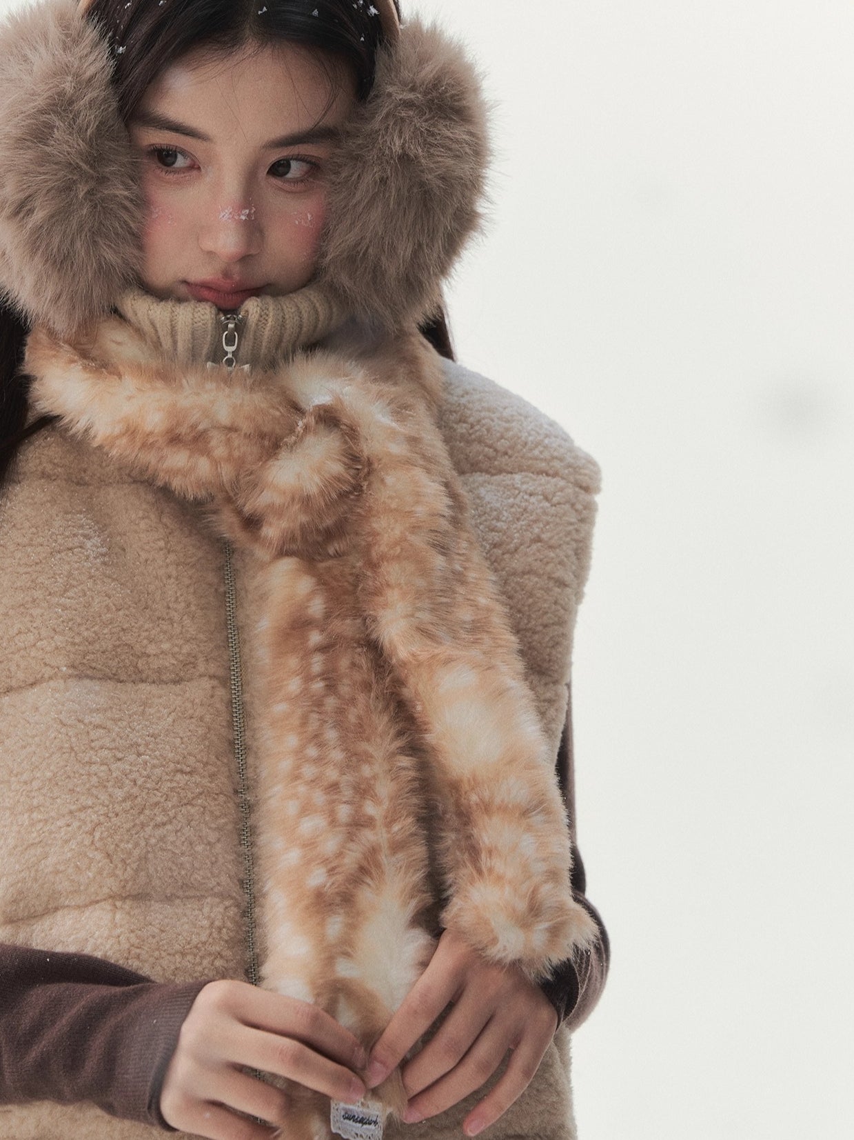 Fuzzy Bambi-Inspired Faux Fur Scarf