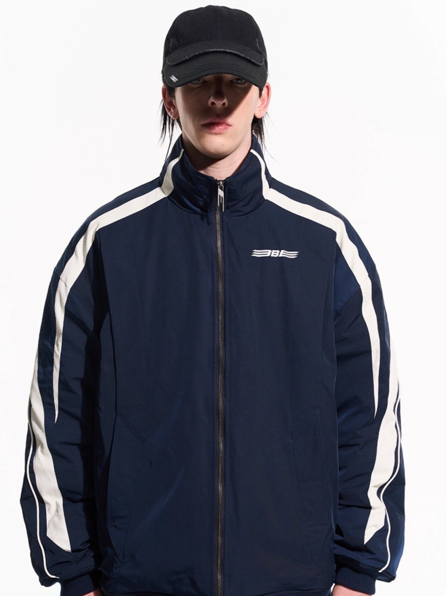 Striped Contrast Padded Cotton Jacket
