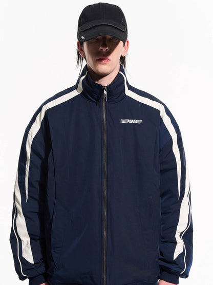 Striped Contrast Padded Cotton Jacket