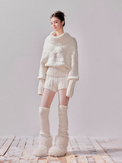 Glow Off-Shoulder Knit Sweater &amp; Mermaid Skirt Set