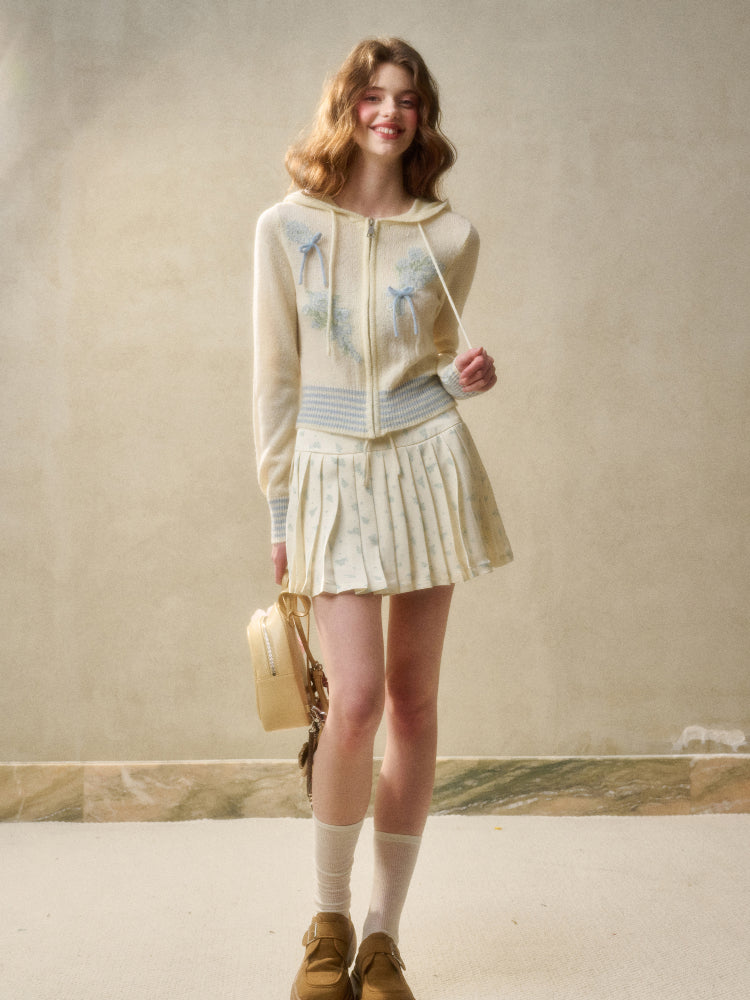 Mohair and Satin Cardigan &amp; Skirt Set